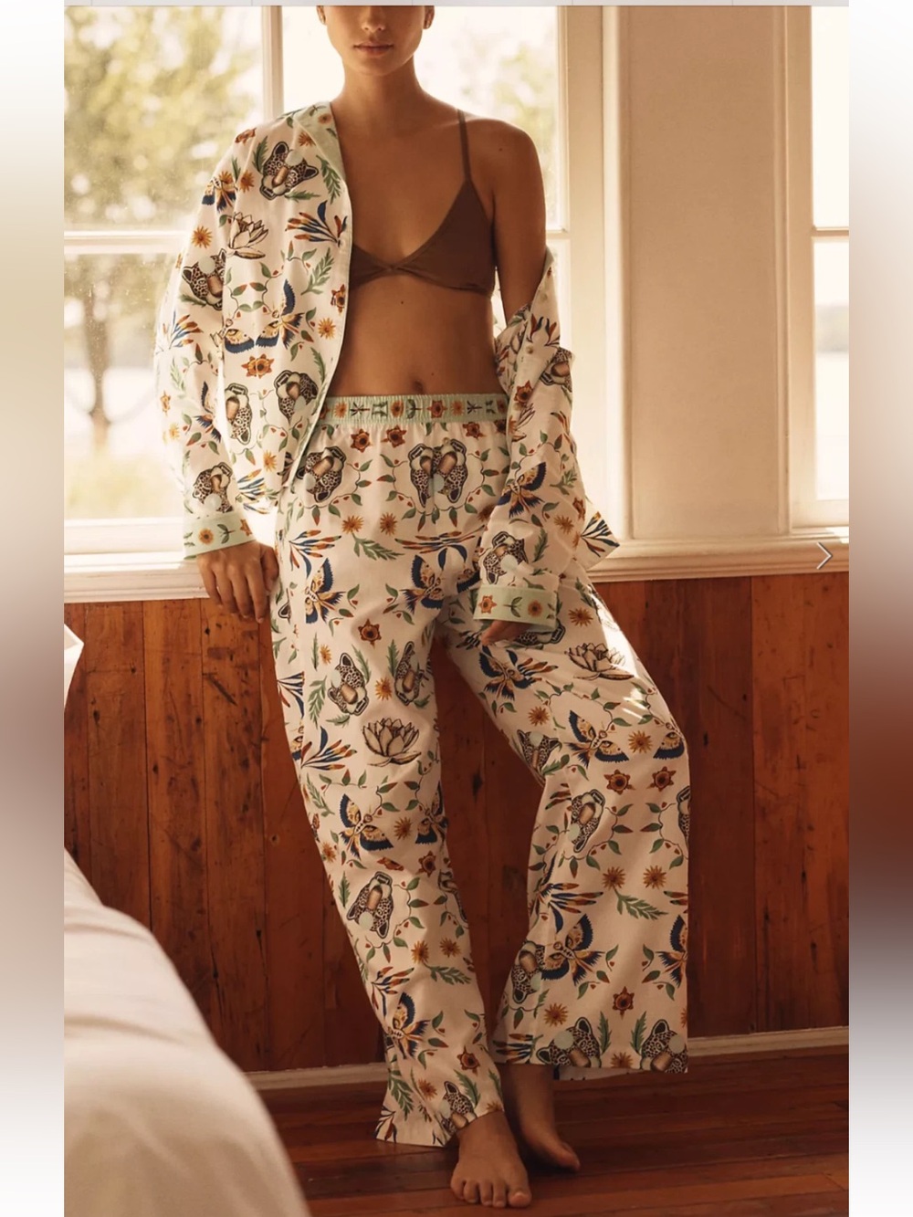 Anthropologie LyreBird Cloud Flannel Pajama Set Daren Magee Animal Cheetah SZ XL